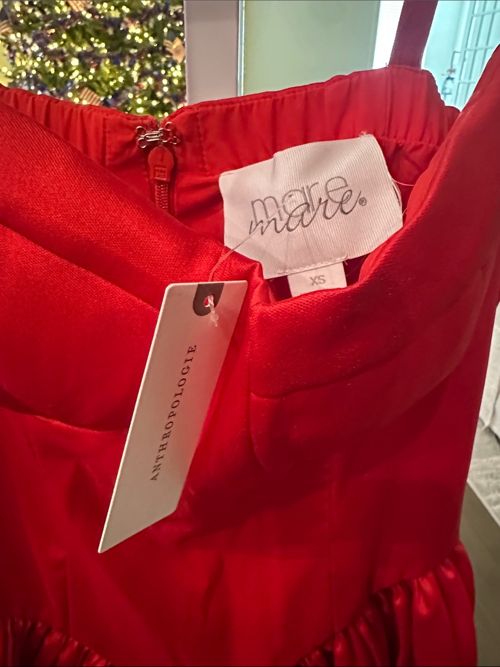 Anthropologie Red Bustier Spaghetti-Strap Midi Dress - Picture 3 of 3